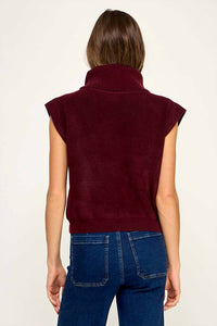 Miss Love - Women's Ribbed Sleeveless Turtleneck Sweater
