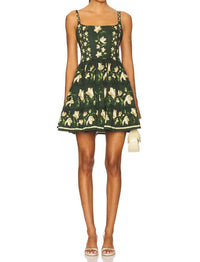 Agua By Agua Bendita - Granadilla Orquídea Floral Stretch-cotton Mini Dress