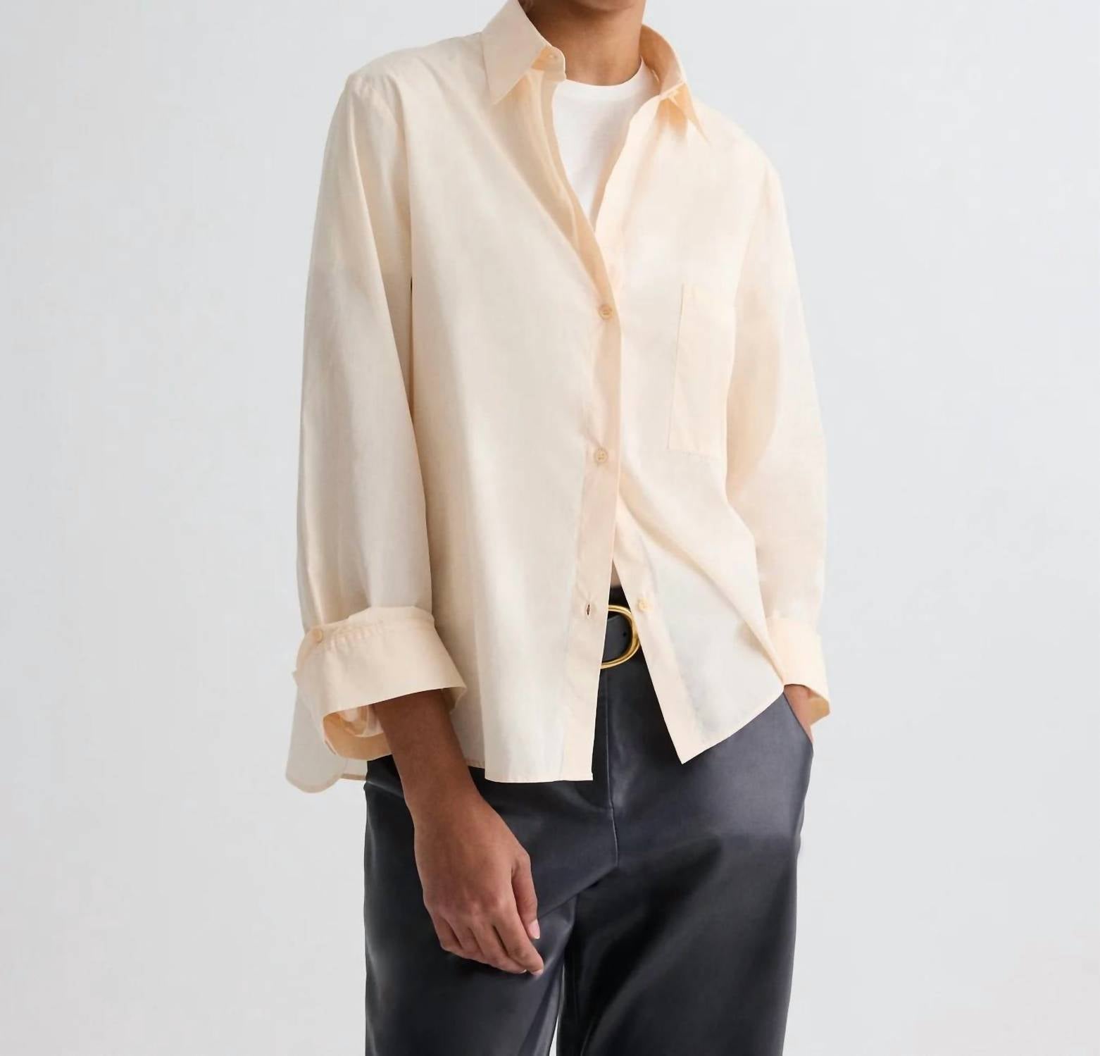 TWP Next Morning Shirt in creme de peche - women's shirt - detail view
