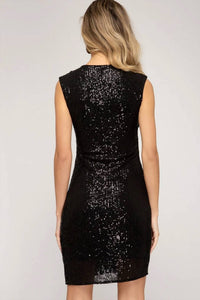 She + Sky - Sequin Wrap Dress