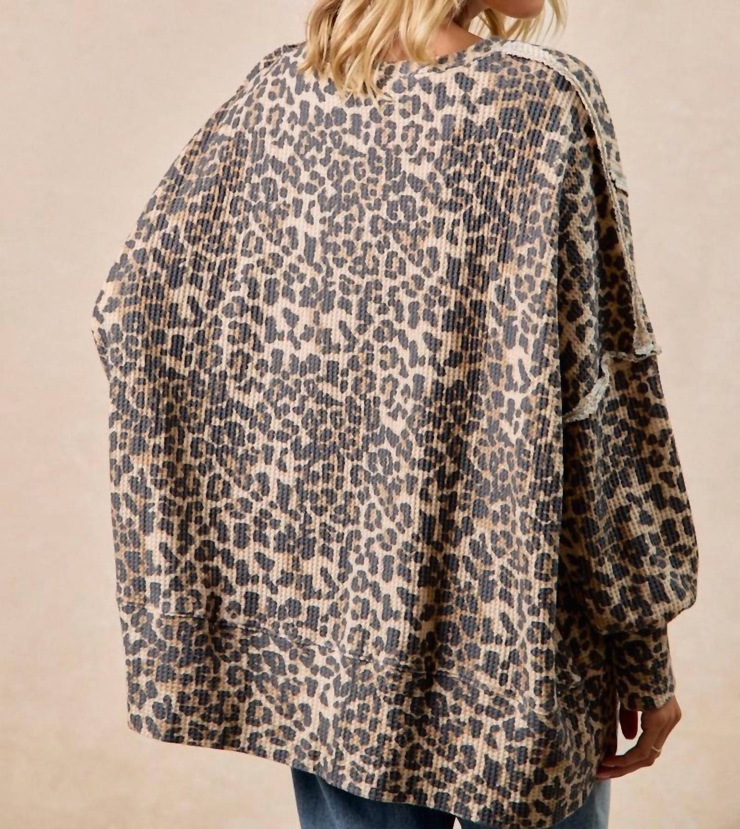 Bibi - Oversized Waffle Thermal Sweatshirt