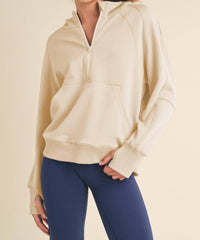 Yelete Scuba Quarter-zip Hoodie - Plus in oatmeal - women's top