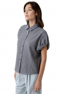 Elle Grey - Puff Sleeve Button-down Blouse
