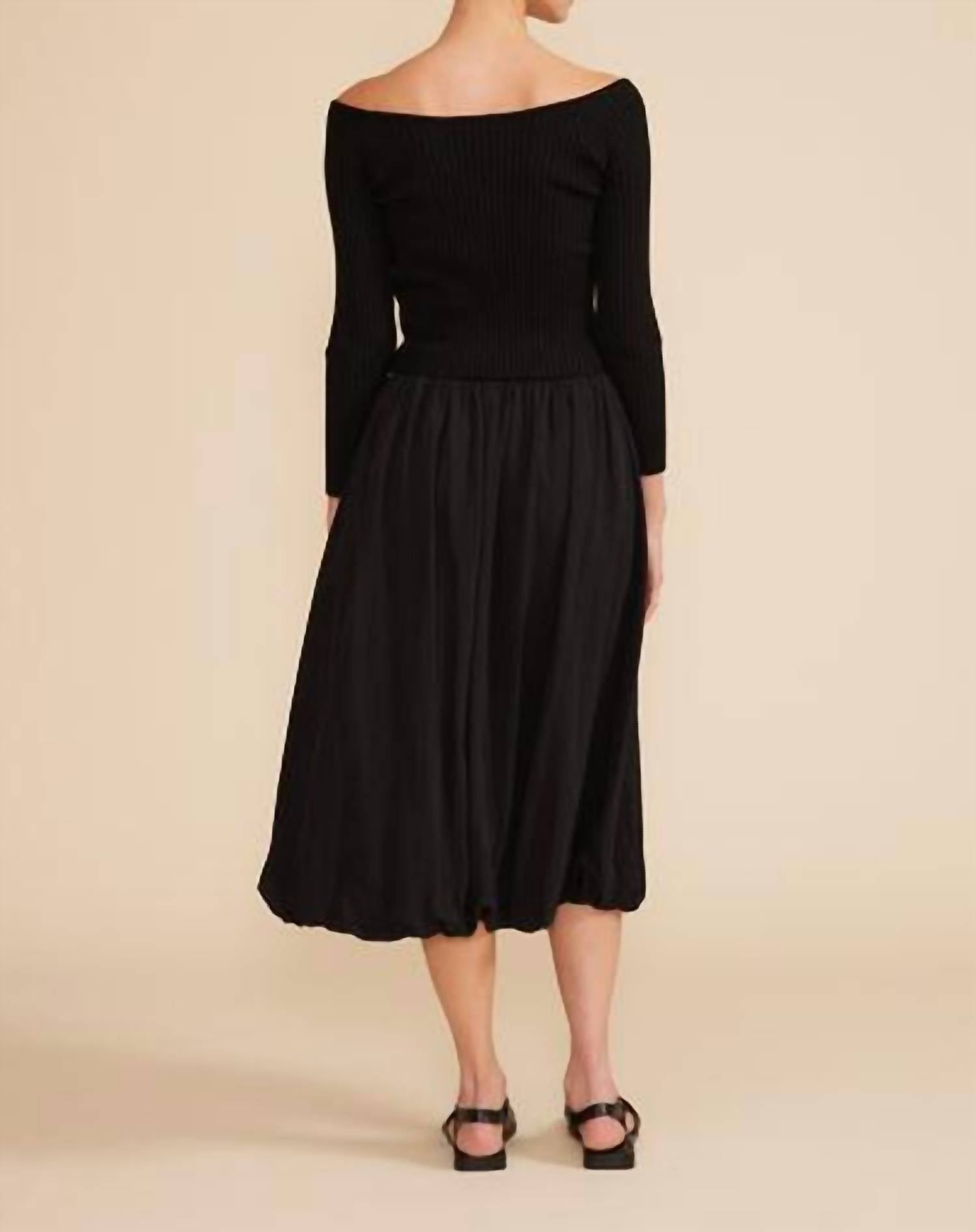 LUCY PARIS Otis Knit Top in black - women's long sleeve top - detail view