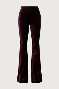 Paige High Rise Lou Lou Velvet Pants in black cherry - women's pants - view 4