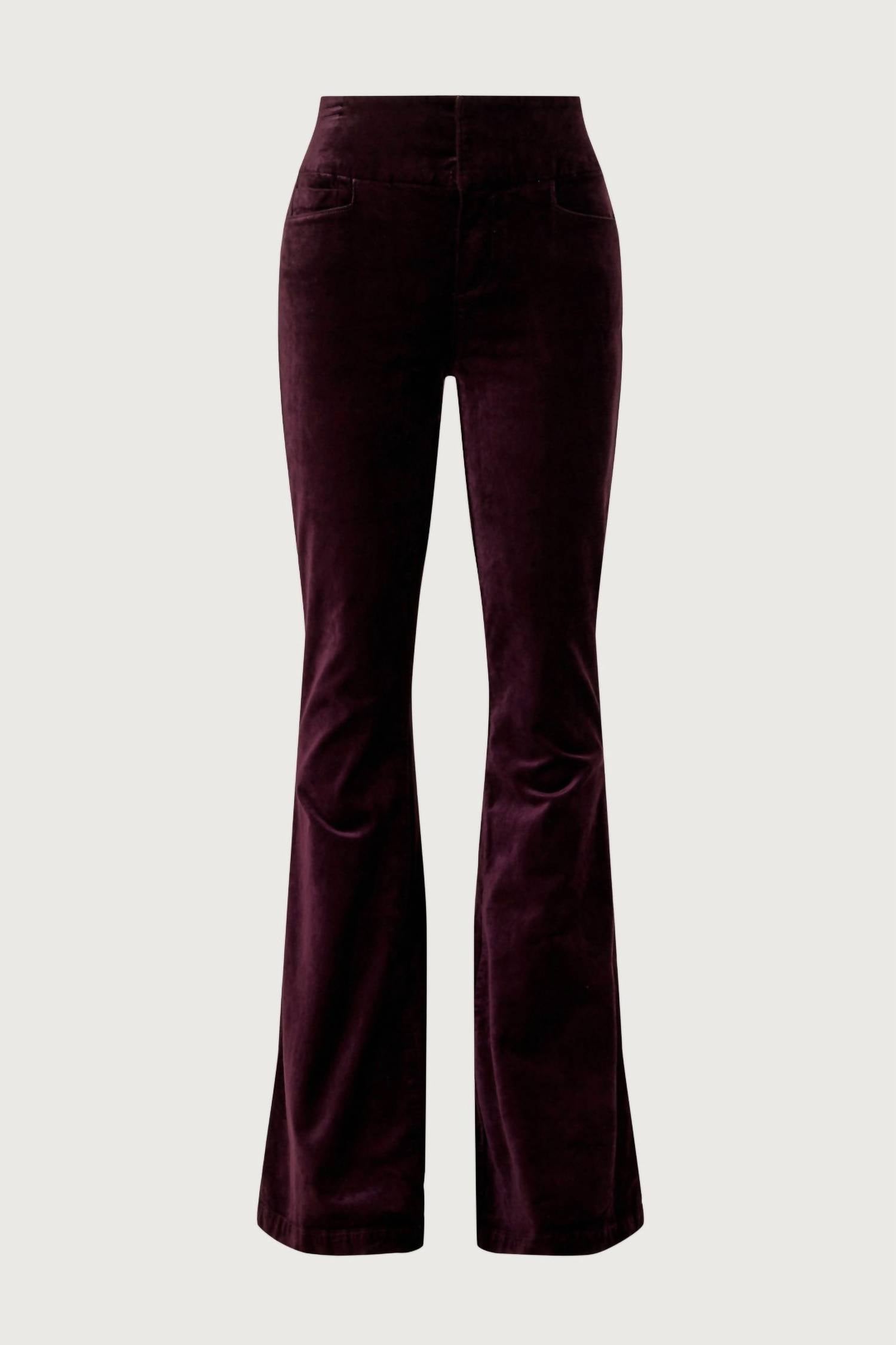 Paige High Rise Lou Lou Velvet Pants in black cherry - women's pants - view 4