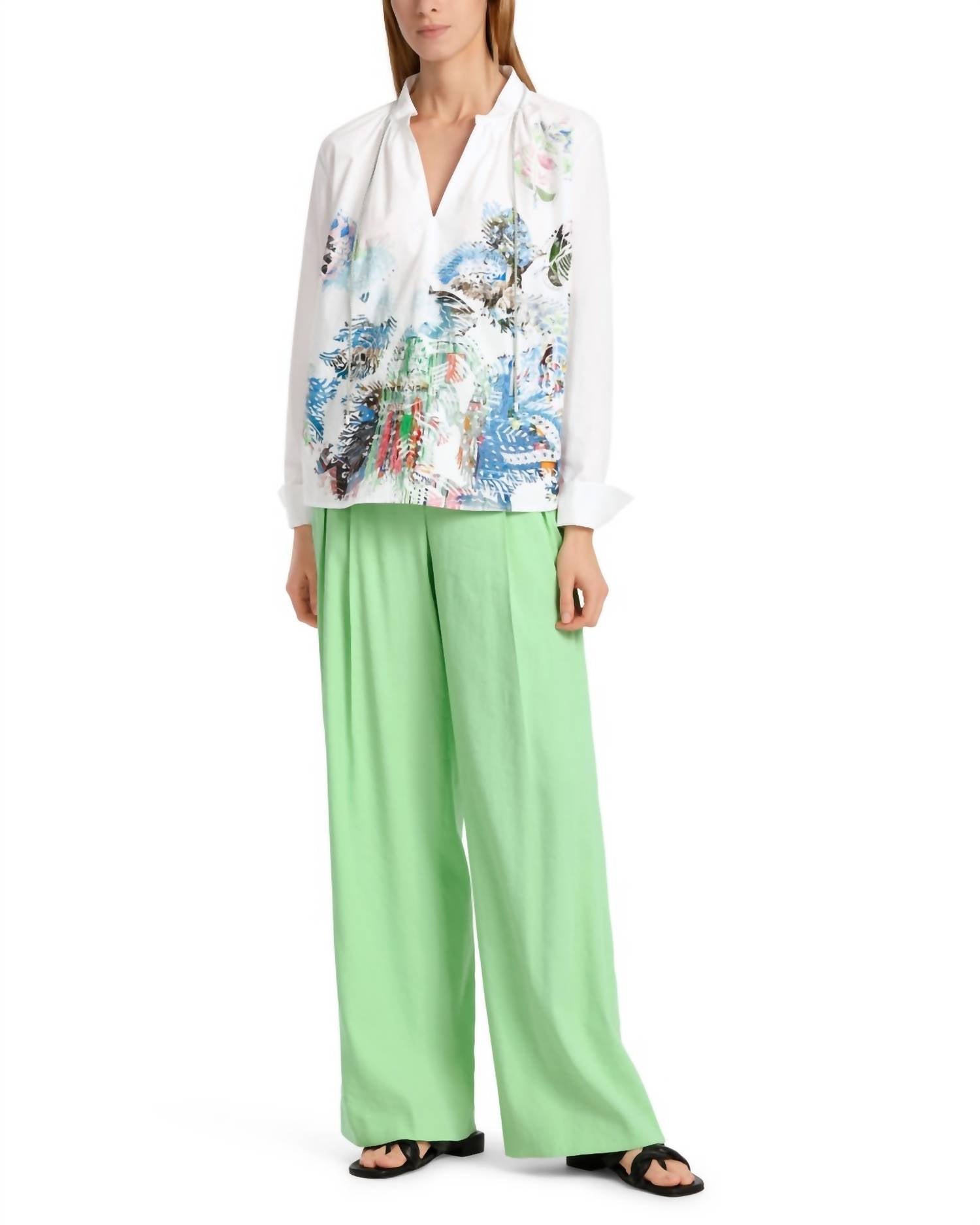 Marc Cain - V-neck Beaded Print Blouse