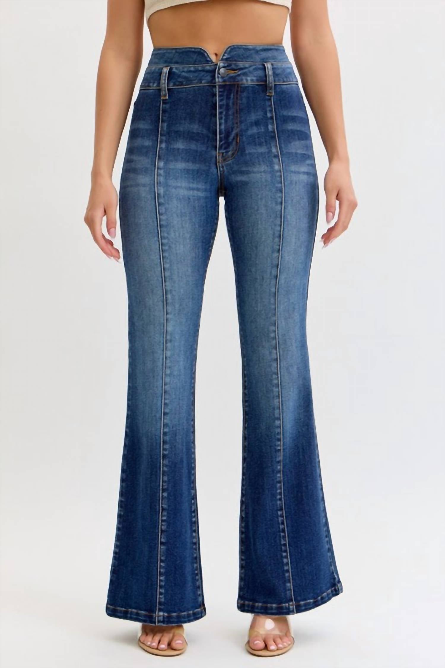 Cello - Super High Double Waist Band Flare Jeans