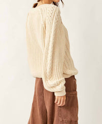 Free People Frankie Cable Sweater in ivory - women's sweater - alternate view