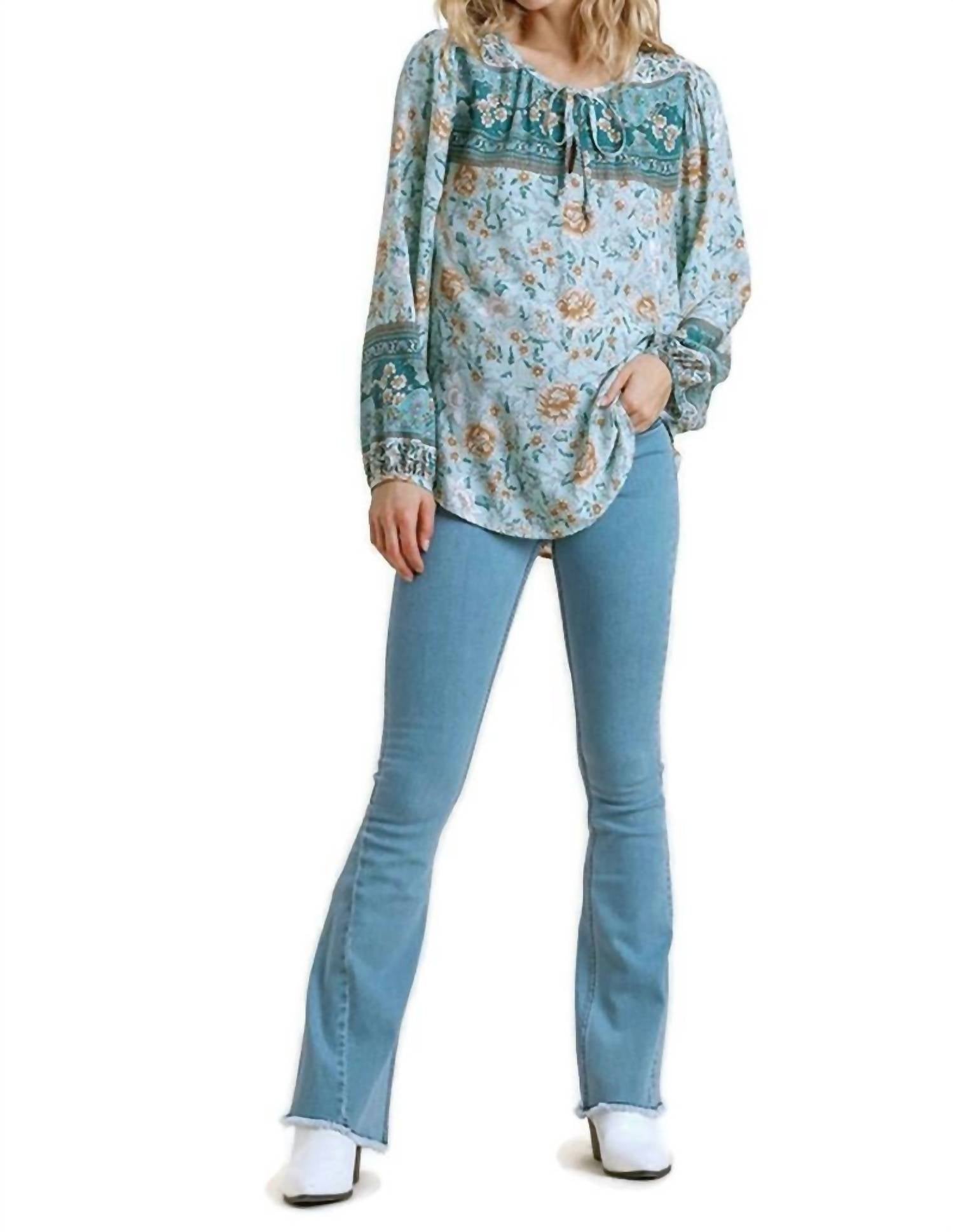 Umgee - Floral Border Print Top