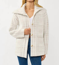 Lovestitch - Plaid Button-up Sweater Jacket