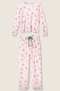 PJ Salvage Peace And Pawlidays Dog Print Pants Set in pink - women's sleepwear - view 7