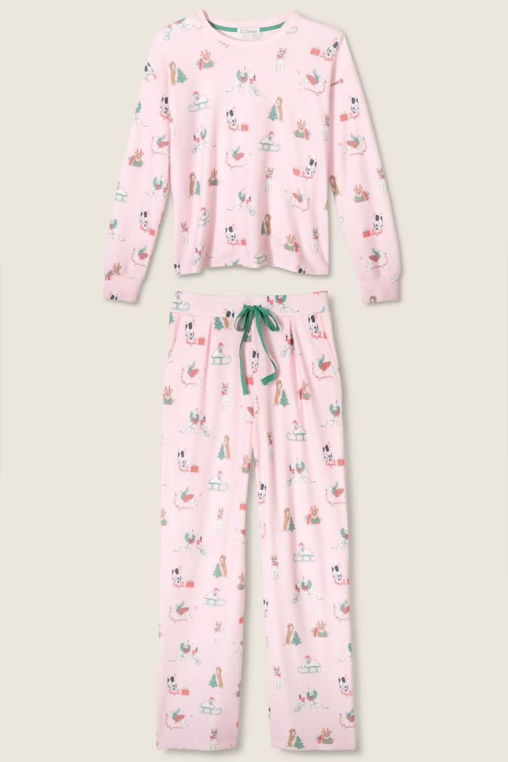 PJ Salvage Peace And Pawlidays Dog Print Pants Set in pink - women's sleepwear - view 7