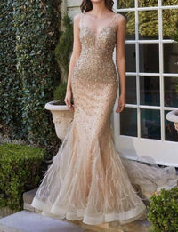 Cinderella Divine - Iris Embellished Feather Mermaid Formal Dress