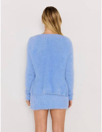 MINKPINK Elidi Knit Mini Skirt in light blue - women's skirt - detail view