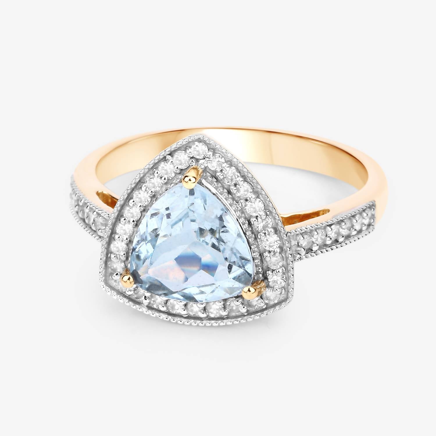 Diana M Jewels Women's Trillion Natural Aquamarine Fashion Ring (1.58 Ct) - Classic in 14k yellow gold - women's jewelry
