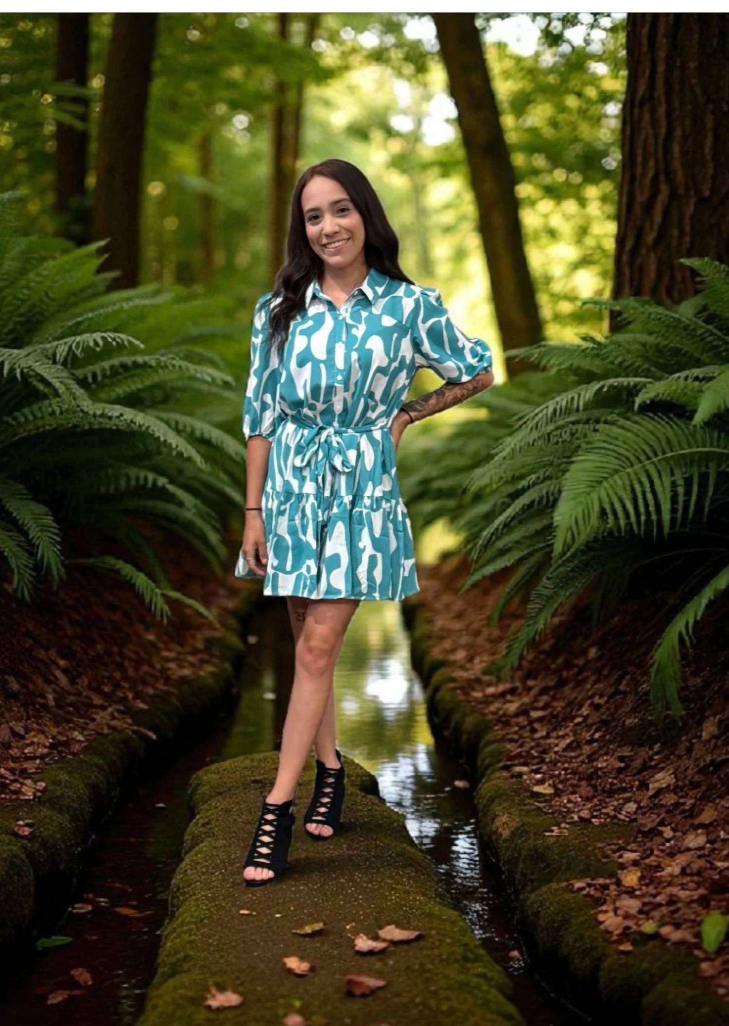 Umgee - Shirt Mini Dress With Tie Belt