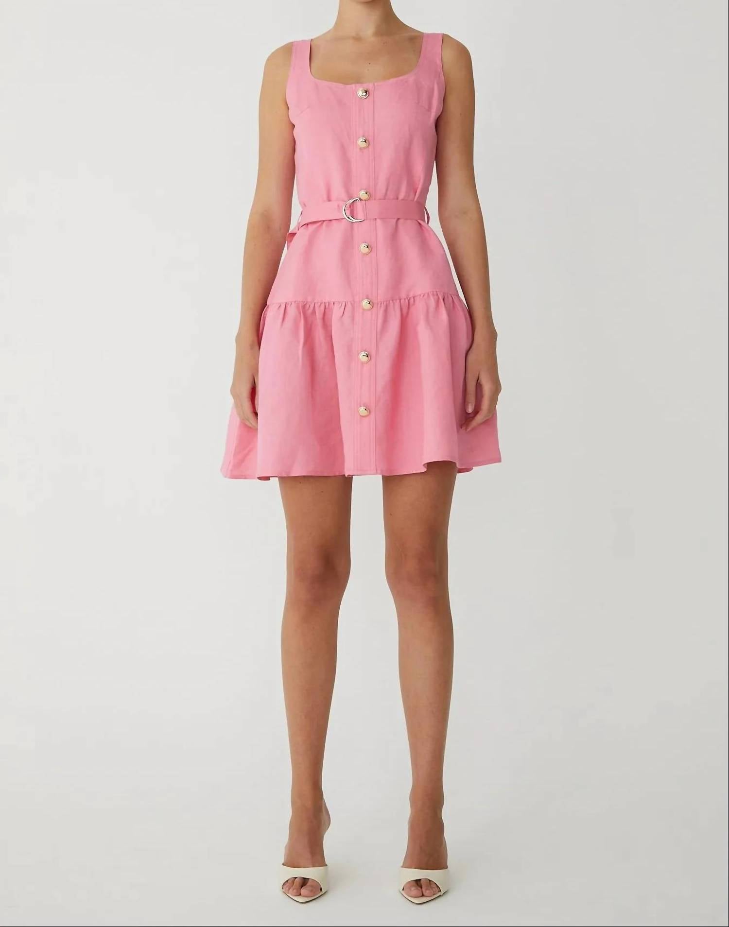 Js71 - Cari Belted Linen Mini Dress