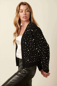 Mittoshop - Pearl Trim Open Front Cardigan