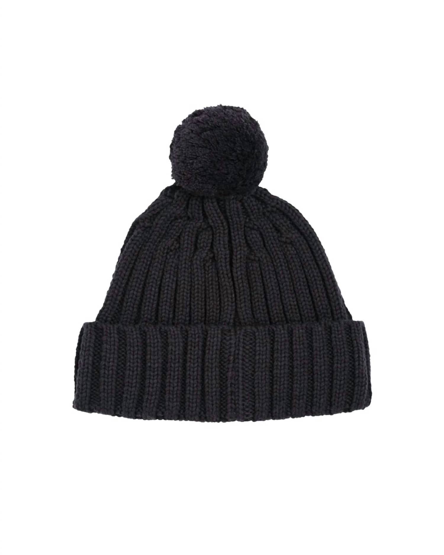 AMUNDSEN Women's Groomer Beanie in faded navy - women's hat - detail view