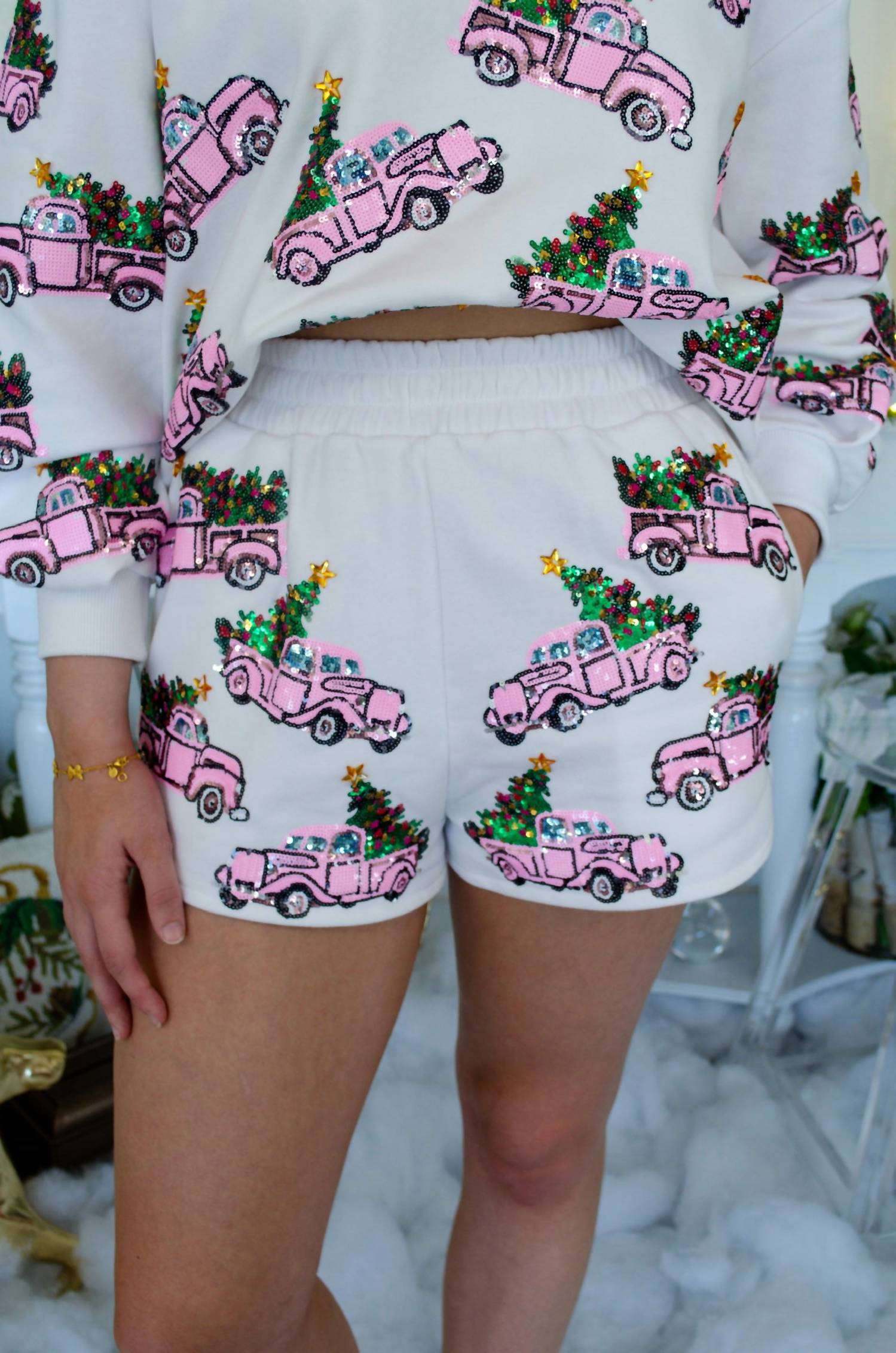 Queen Of Sparkles - Trucks With Christmas Tree Shorts