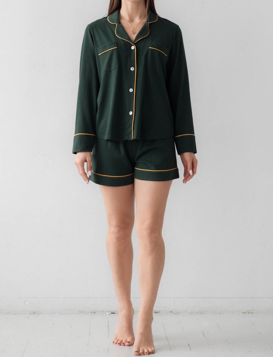 Salua - Luxury Brushed Pajama Set Long Sleeve And Shorts