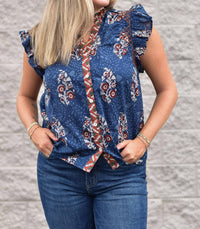 Thml - FLUTTER SLEEVE FLORAL PRINT V NECK TOP