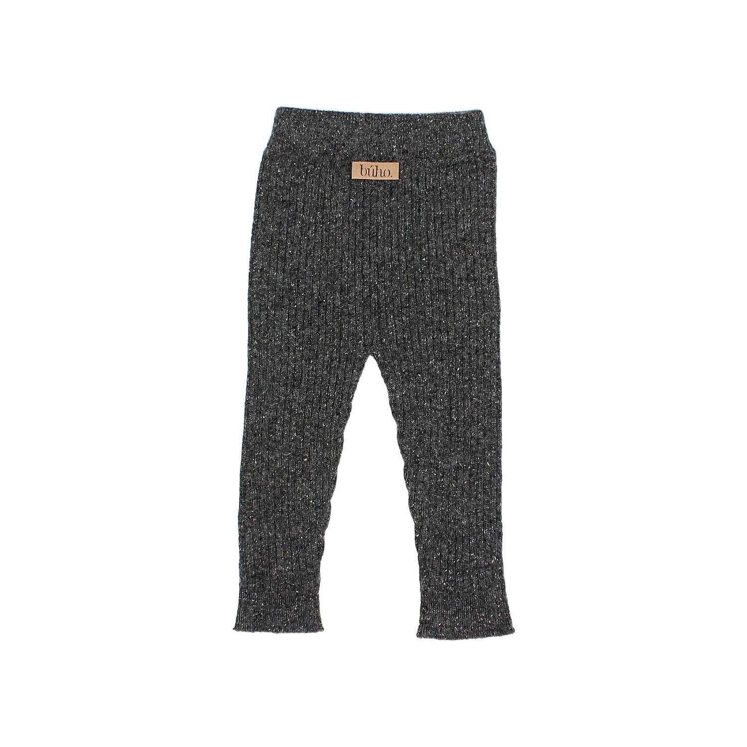 Búho Girls' Fine Knit Leggings in antracite - kids' leggings - detail view