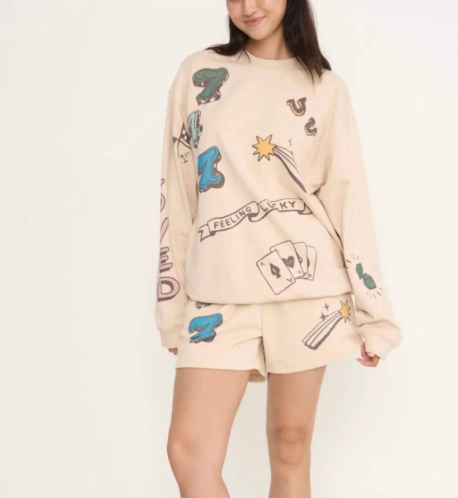 The Mayfair Group - Feeling Lucky Reversible Crewneck Graphic Sweatshirt