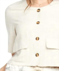 Papillon - Collared Short Sleeve Button Front Blouse