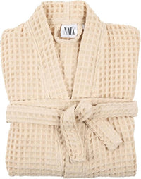 NAIX Unisex Shkoder Cotton Waffle Robe in cream - women's intimate