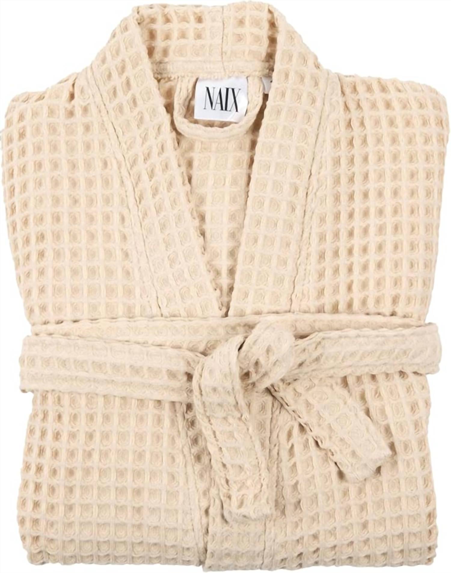 NAIX Unisex Shkoder Cotton Waffle Robe in cream - women's intimate