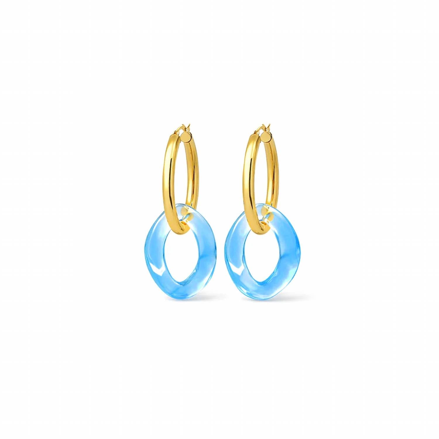 Gold & Honey - Women's Lucite Curb Link Hoop Earrings