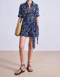 APIECE APART Alessandra Mini Dress in batik geo indigo - women's dress - view 4