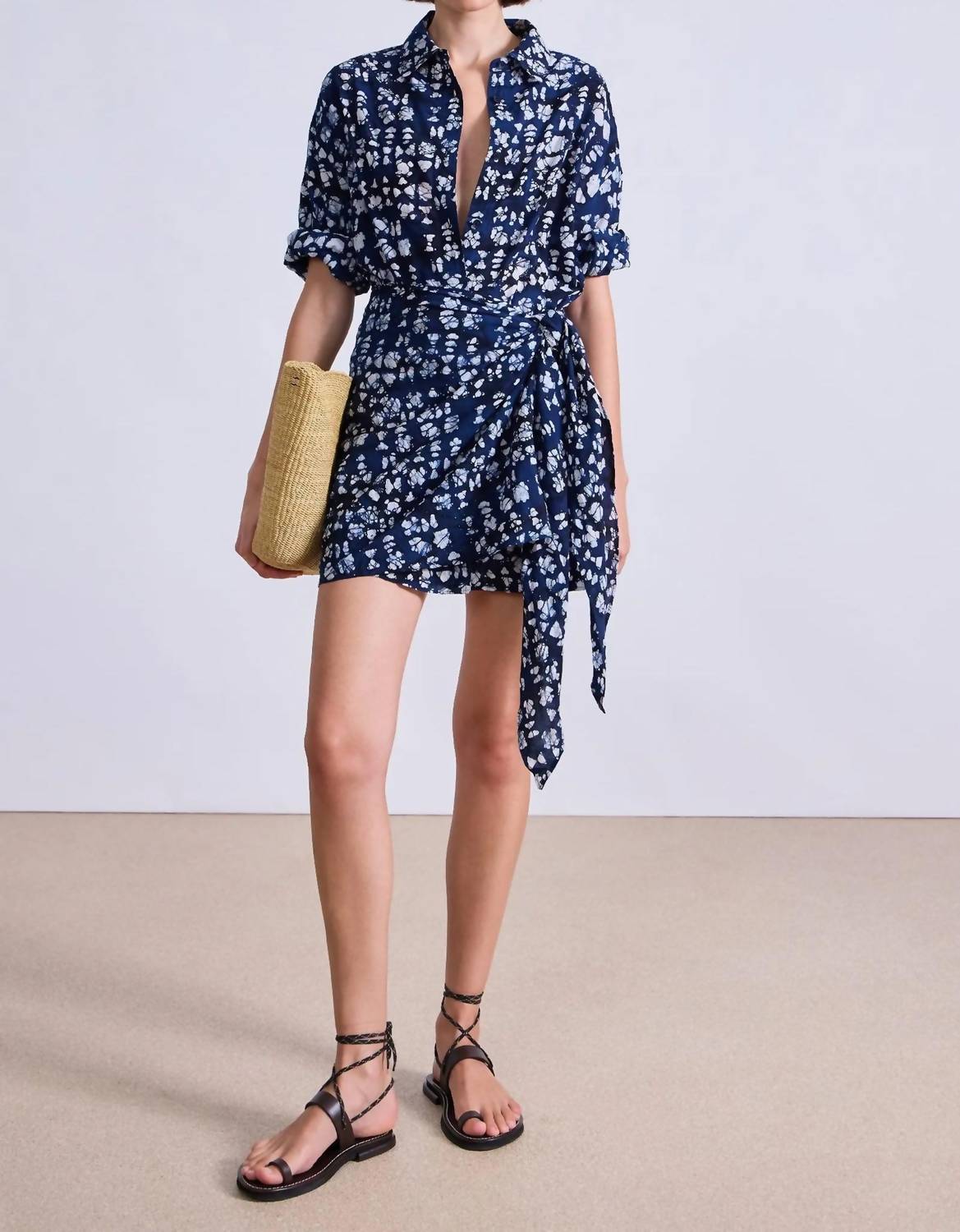APIECE APART Alessandra Mini Dress in batik geo indigo - women's dress - view 4