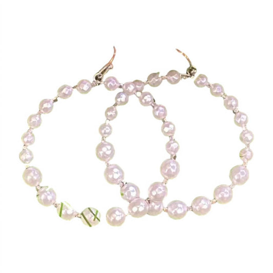 Pink Panache - Women's Pearl Hoop Earrings