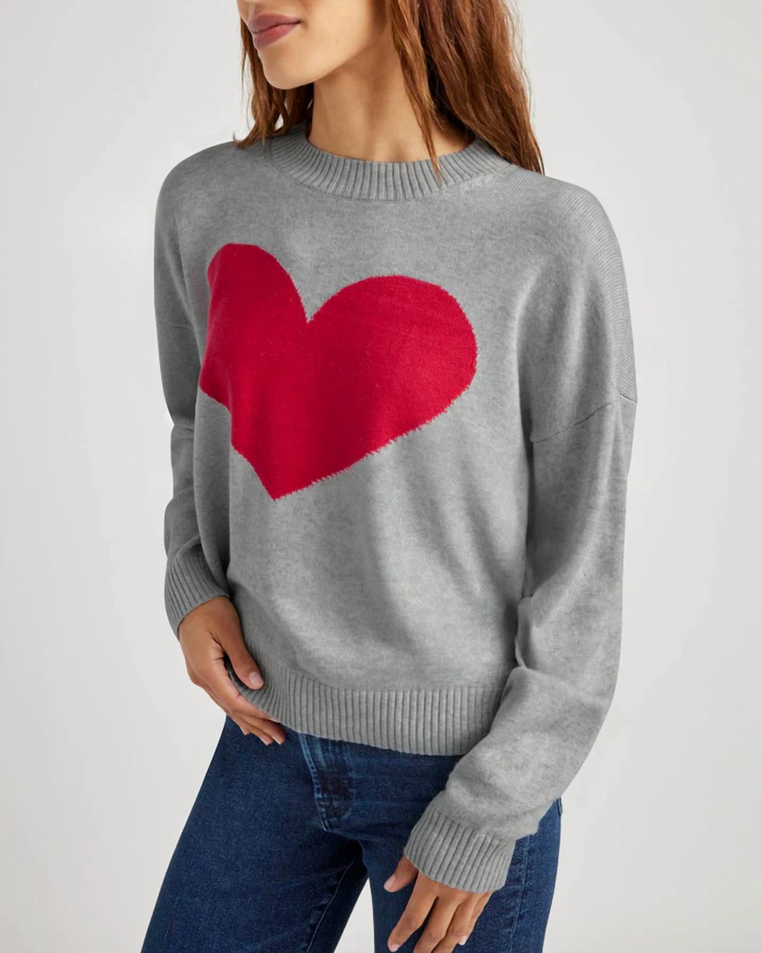 Splendid Layton Love Sweater in grey - women's sweater - detail view