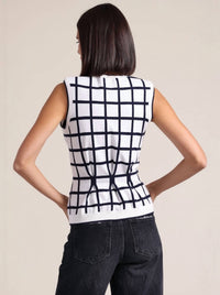 Minnie Rose - Windowpane Pleat Top