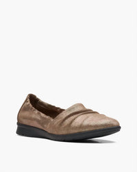 Clarks Women's Jenette Ruby Flats in pewter metallic suede - women's flats