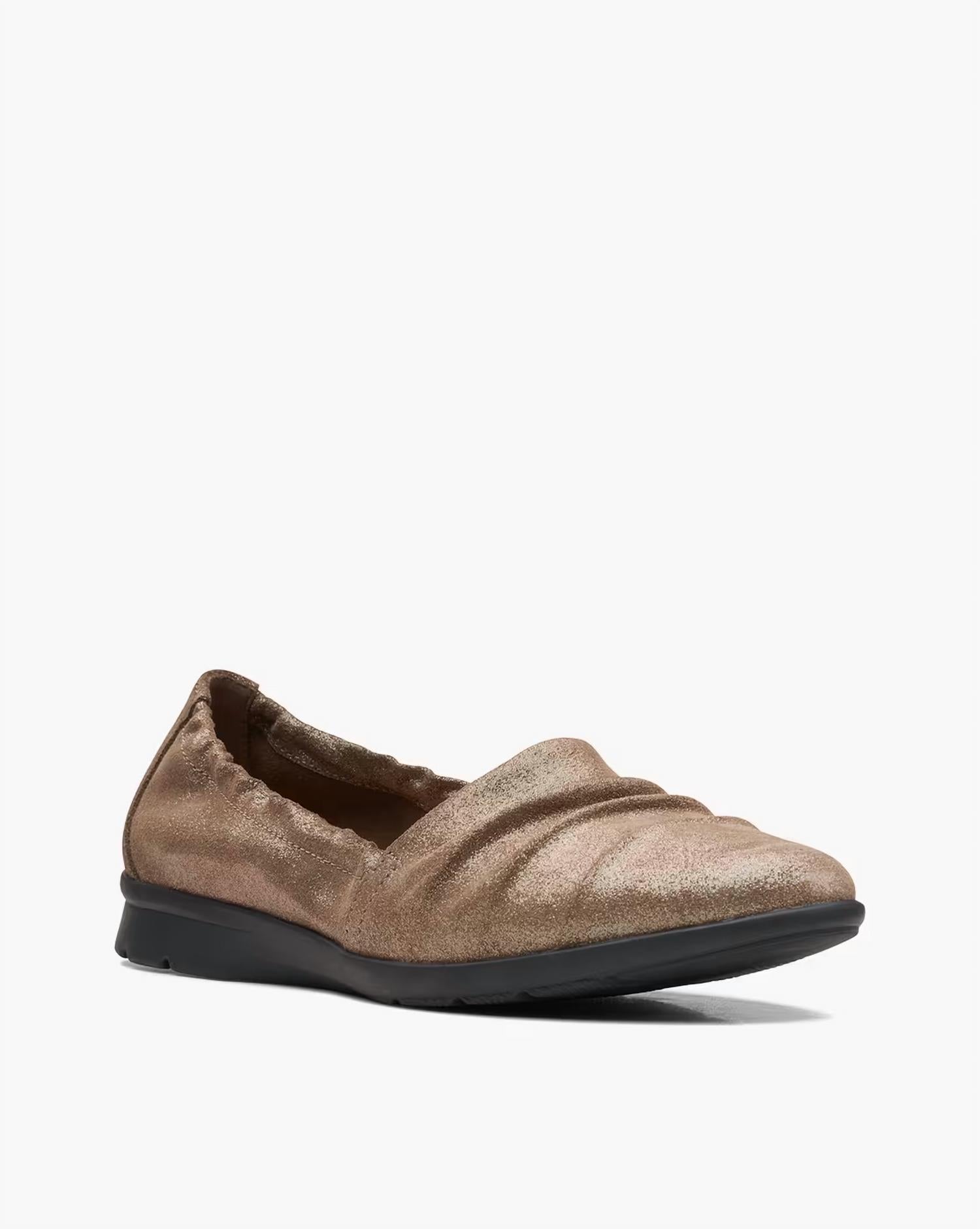 Clarks Women's Jenette Ruby Flats in pewter metallic suede - women's flats