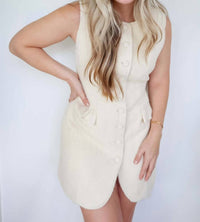 Mable - Kimberly Tweed Sleeveless Ruffle Pocket Mini Dress