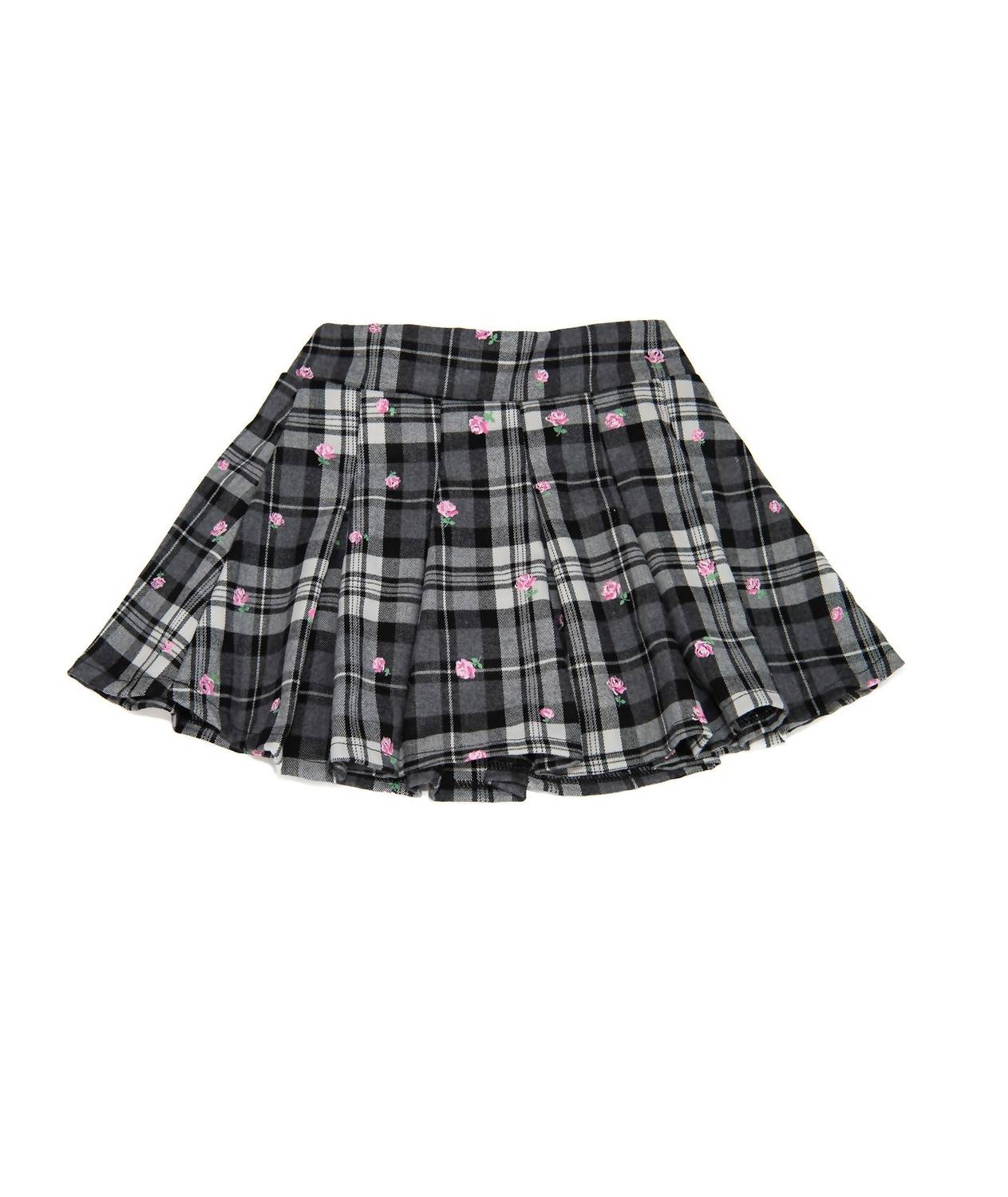 Flowers By Zoe - Girls Geena Plaid Skirt With Roses