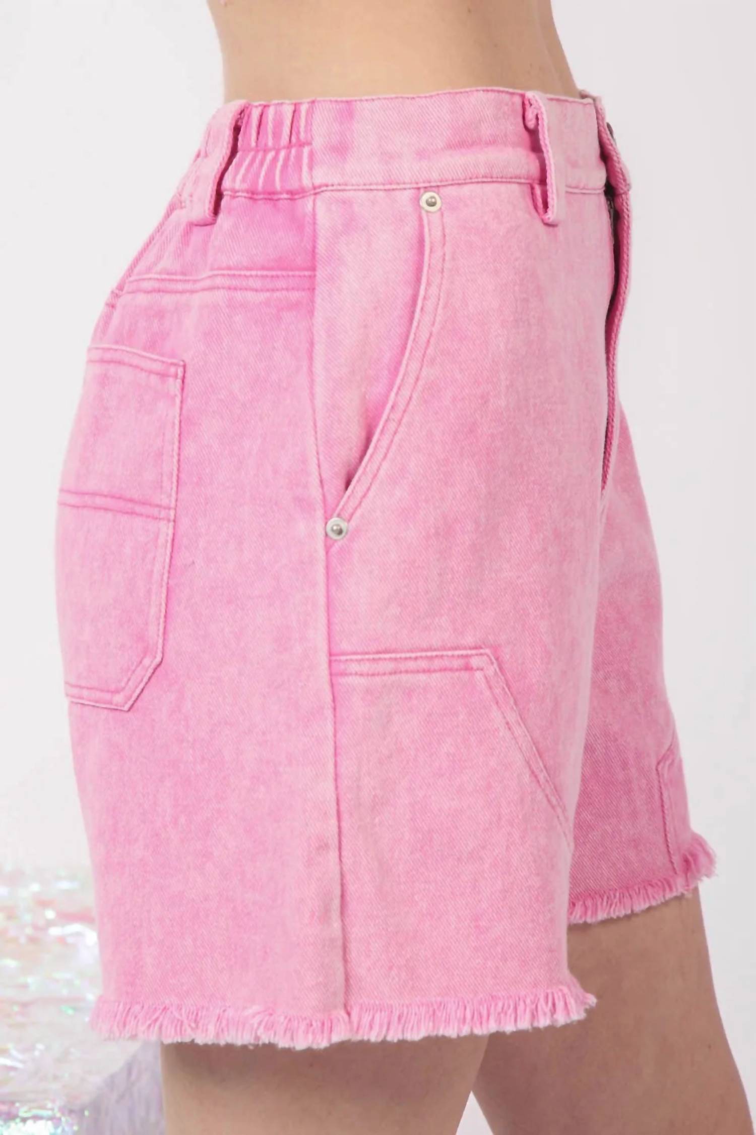 Very J - Women's Washed Raw Hem Denim Shorts