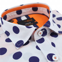 Eight X - Jet Polka Dot Short Sleeve Shirt With Trim