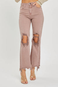 Risen - High Rise Knee Distressed Straight Jean
