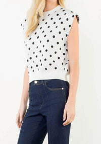 THML Polka Dot Sleeveless Top in cream - women's blouse - alternate view