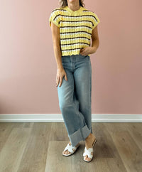OLIVACEOUS Laci Sweater Top in yellow - women's sweater - detail view