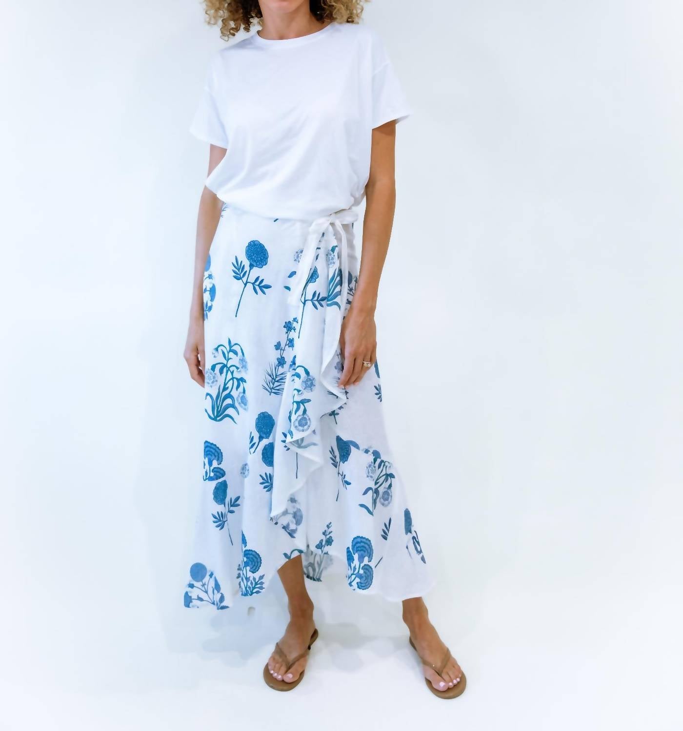 Erica Wilson Coast Wrap Skirt in bartletts floral blue - women's skirt