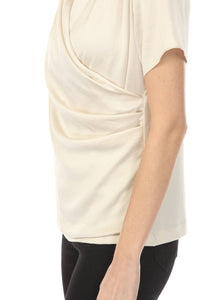 Joseph Ribkoff - Faux Wrap Short Sleeve Satin Knit Top