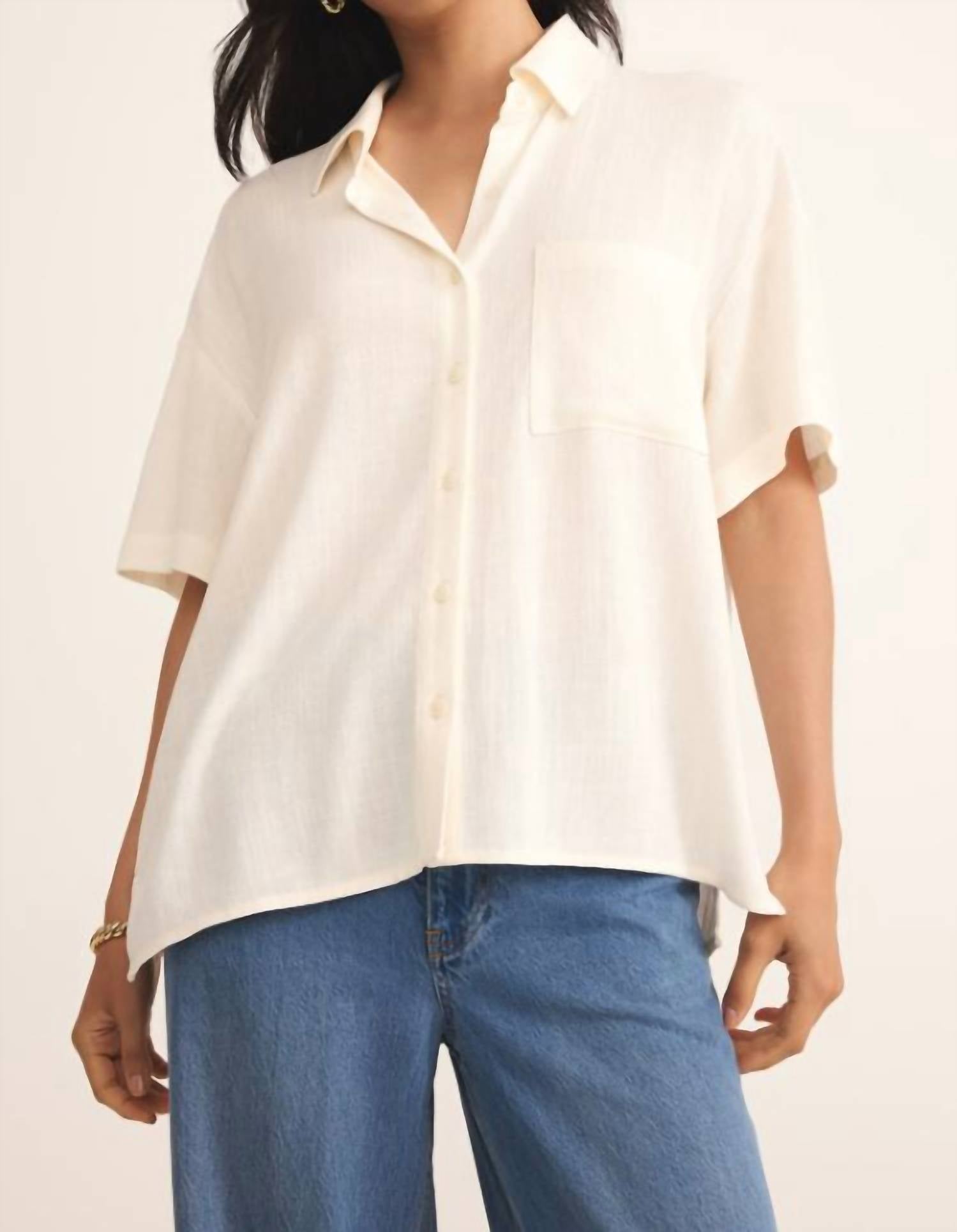 Z Supply Women's Tinsley Button Up Shirt in sea salt - women's shirt
